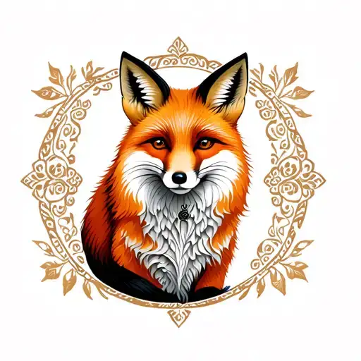 A Fox Wrapped Around A Traditional Belarusian Ornament