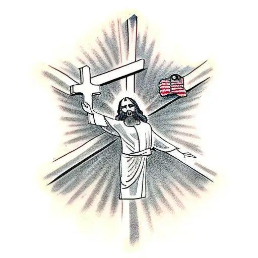 Jesus Inside The Cross Reaching For A Hand