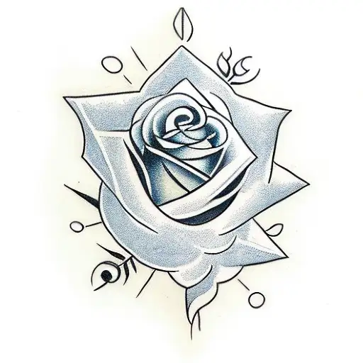 Design A Traditional Tattoo Of A Rose Combined With A Compass