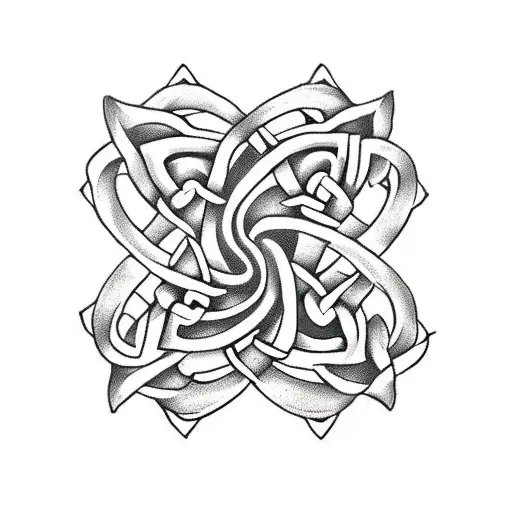 Celtic Knot With A Roses Around It And Racing Horses Along The Bottom