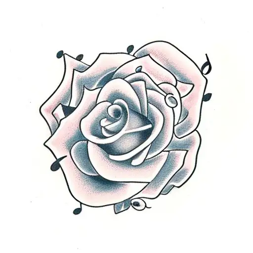 Music Notes With Roses And Fire