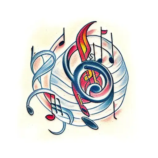 Music Notes With Flames