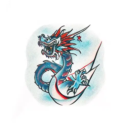 A Fierce Dragon Wrapped Around A Traditional Japanese Pagoda