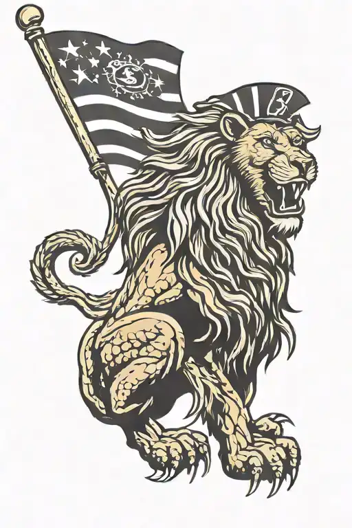 Lion With Gadsden Flag Waving
