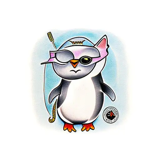 Penguin With Cat Head