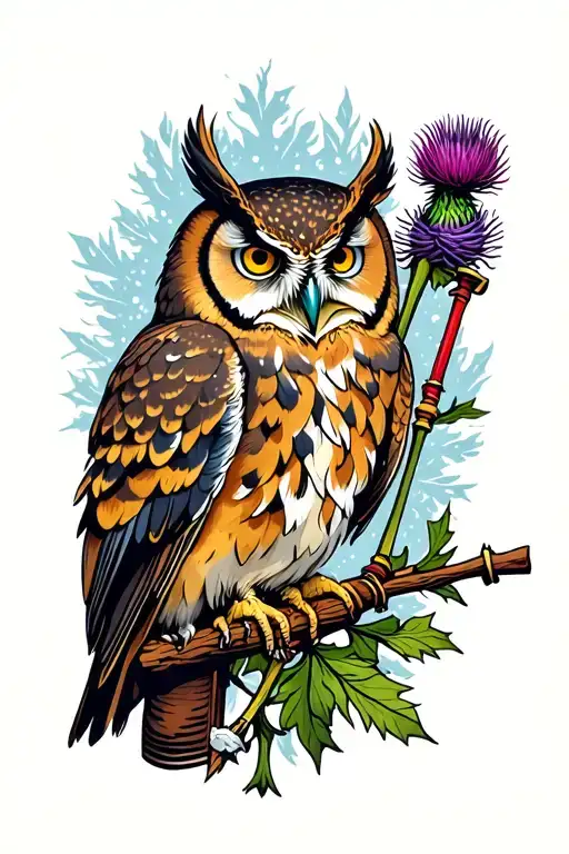 Scottish Piper Burn Owl Scottish Thistle Scottish Castle Winter Landscape