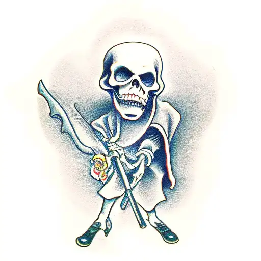 Grim Reaper With Time Piece Saying Lifes Only Guarantee