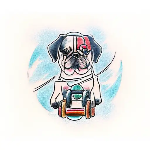 Dog Lifting Weights In A Gym