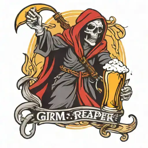 Grim Reaper Holding A Six Pack Of Beer