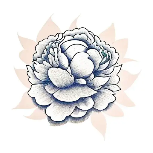 Peony With Geometric Background