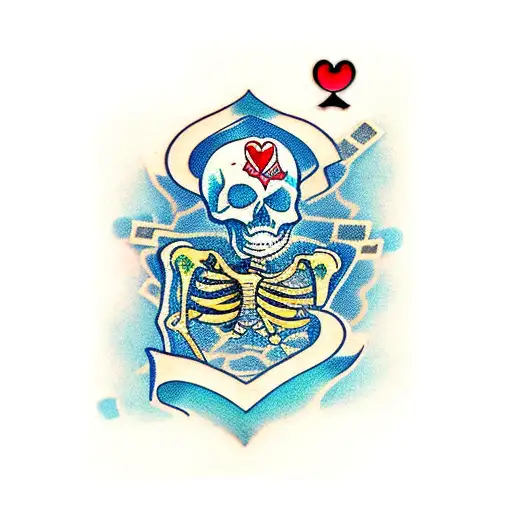 Skeleton With Playing Cards