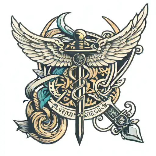 Caduceus With Sword Instead Of Staff Intertwined