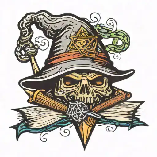 D20 Wizard Hat And Staff And Book