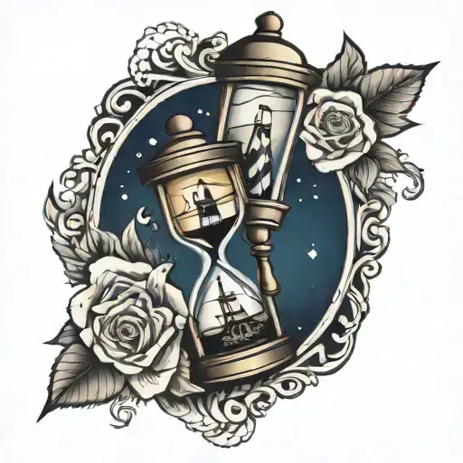 Hourglass With Lighthouse Inside Representing The Client's Two Sons