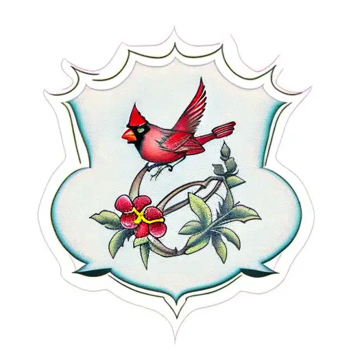 Cardinal With Hibiscus