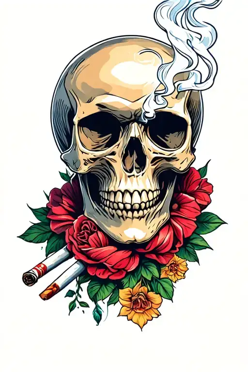Skull Smoking A Joint