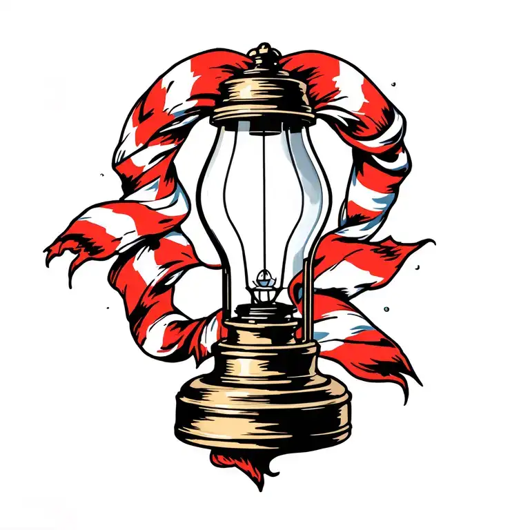 Psv Lamp With Red And White Scarf