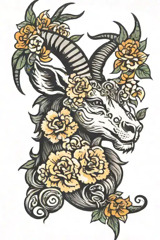 Capricorn With Flowers