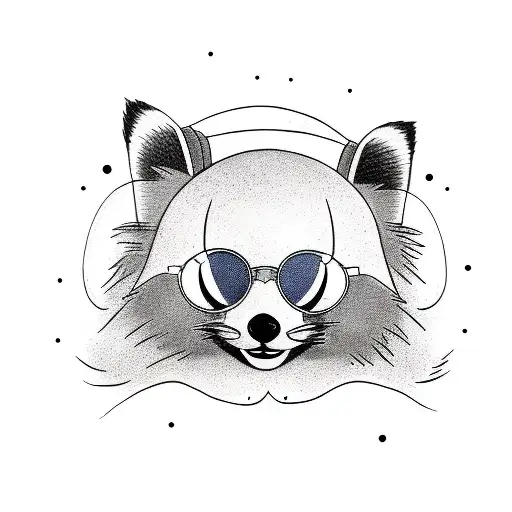 Simple Line Work Of A Red Panda With Sunglasses