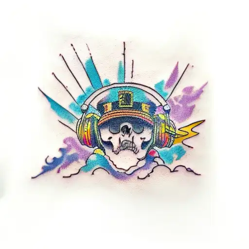 Create A Tattoo That Portrays The Fusion Of Hip Hop And Rain