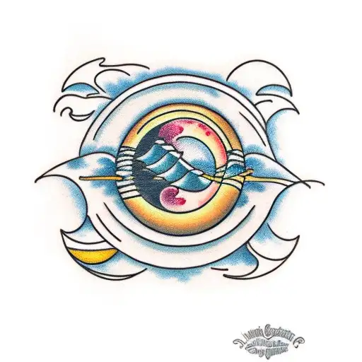 Crescent Moon Over Water