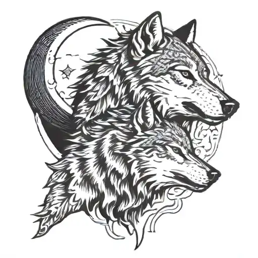 Turk And Wolf Howling At The Moon