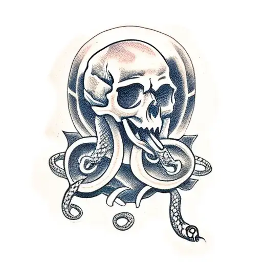 Skull With Snake Inside Mouth