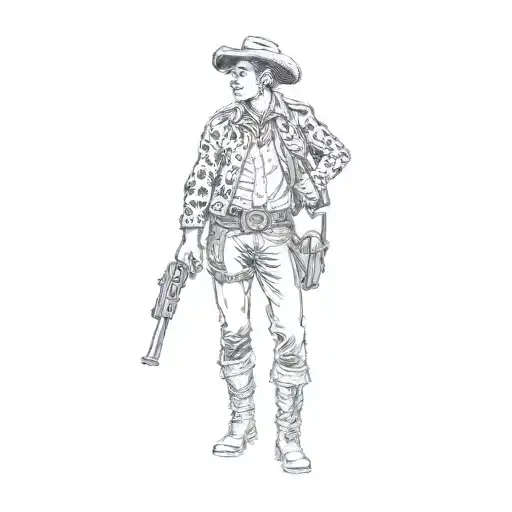 A Cowboy Holding A Gun