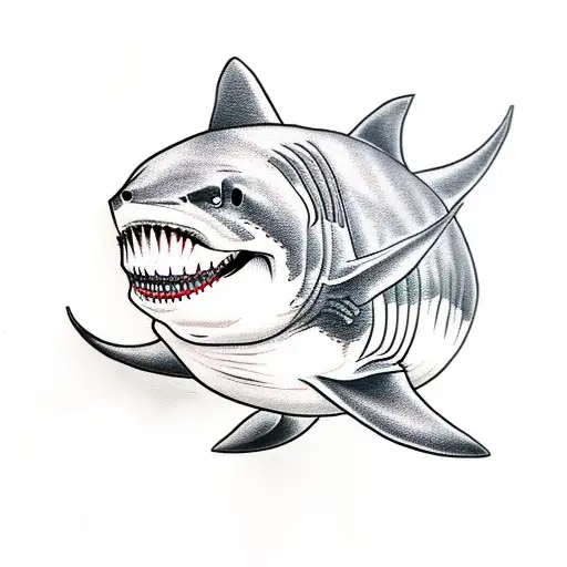 Great White Shark In A Burning Aquarium