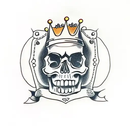 Skull With Crown And Money In Mouth