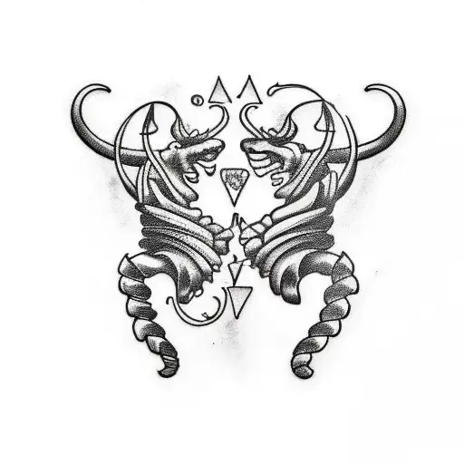 A Tattoo Where A Scorpio And A Capricorn Intertwine With Each Other