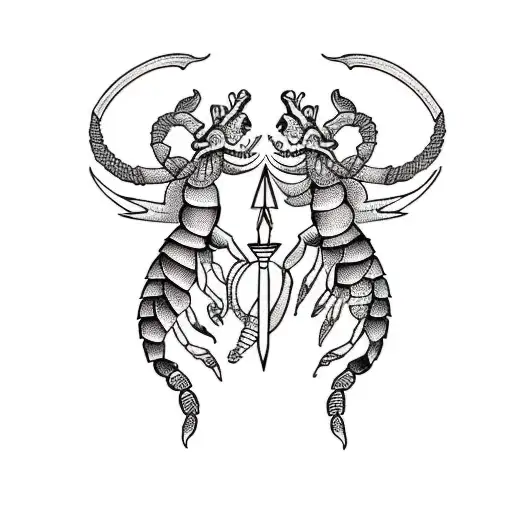 A Tattoo Where A Scorpio And A Capricorn Intertwine With Each Other