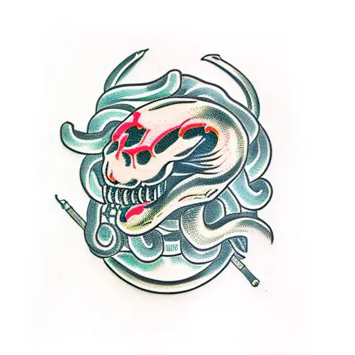 Snake Skull And Knife