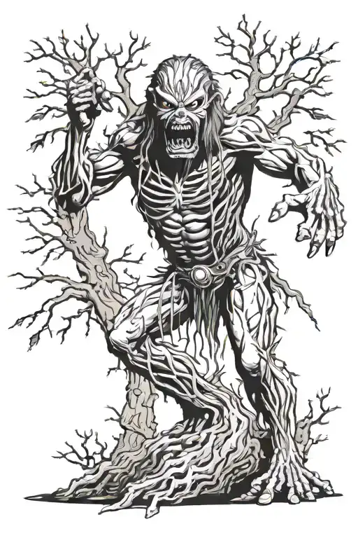 Iron Maiden Eddie Fear Of The Dark Tree With Werewolf On The Other Side
