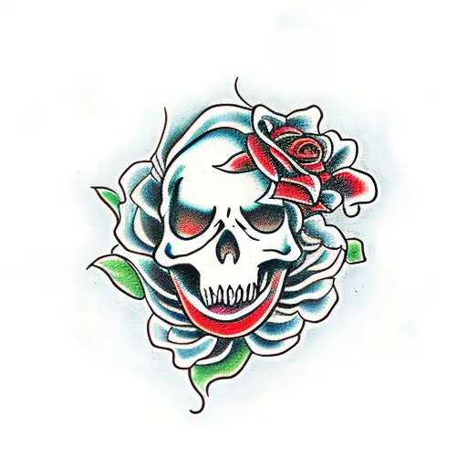 Skeleton On Fire Surrounded By Burning Roses