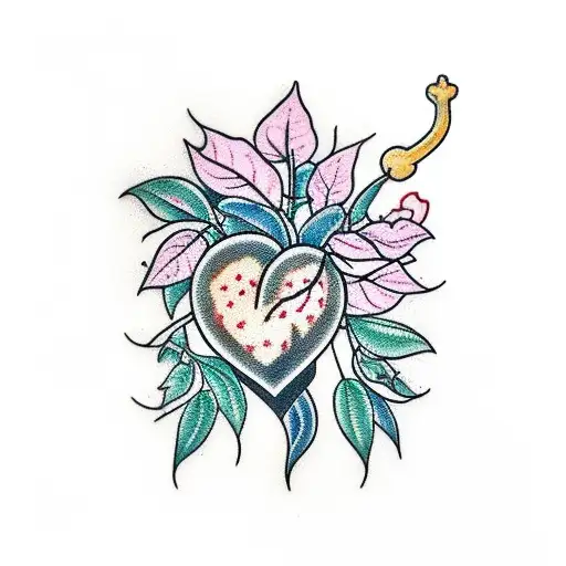 A Tall Plant With Leaves Growing From An Anatomical Heart