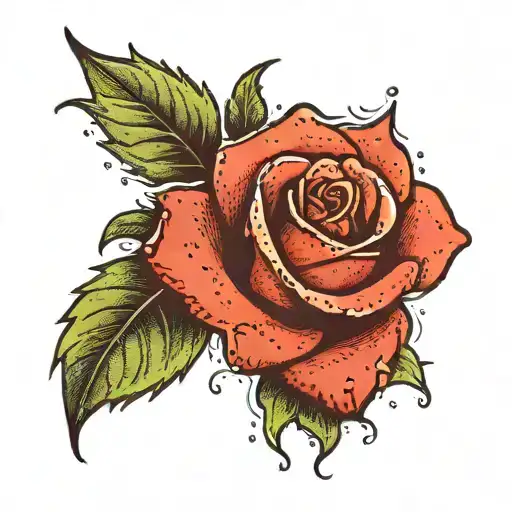 A Red Rose Frozen By Snow