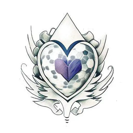 Half Soccer Ball Half Heart With Wings