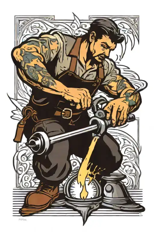 Black Smith Working With Lighting Bolt