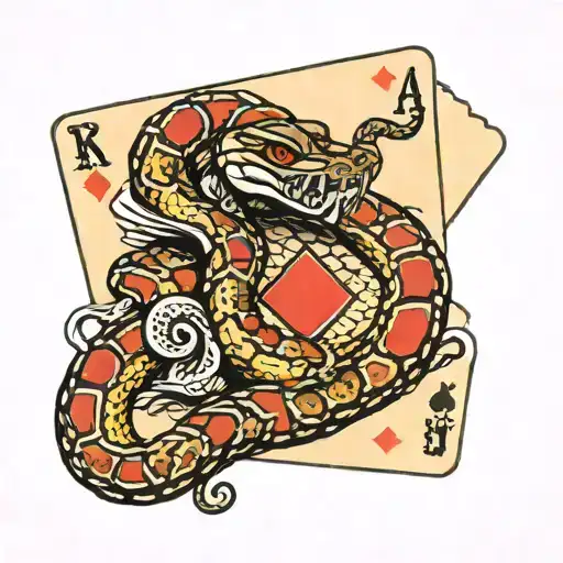 Rattlesnake With Card Suits On Skin