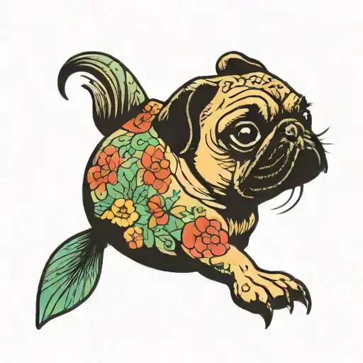 Pug Mermaid Sitting