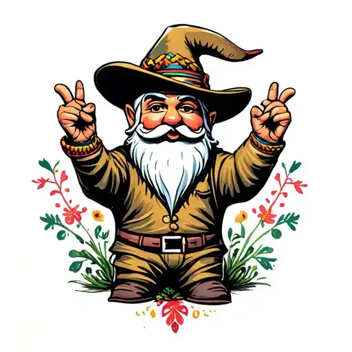 Garden Gnome Mexican Cholo Holding Up 1 And 3 Fingers