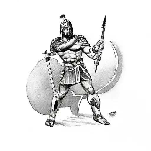 A Spartan Warrior Hunting Down A Truck With A Spear