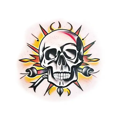 Torch With Candles And Skull