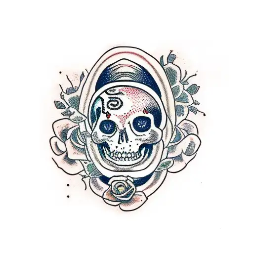 Calavera With Snake And Waterfall