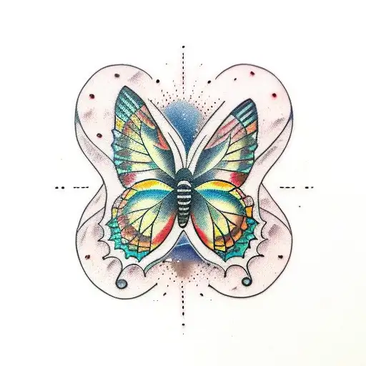 Line Of 9 Butterflies Fluttering