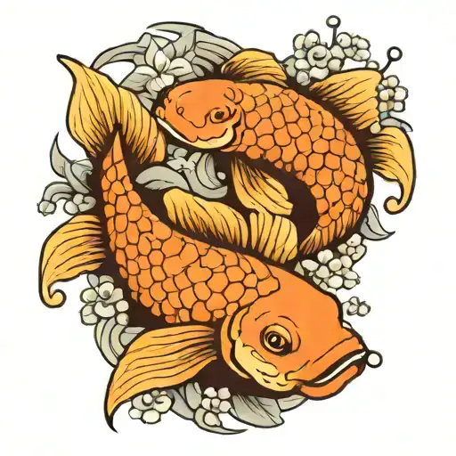 Yin Yang Koi Fish Forget Me Nots