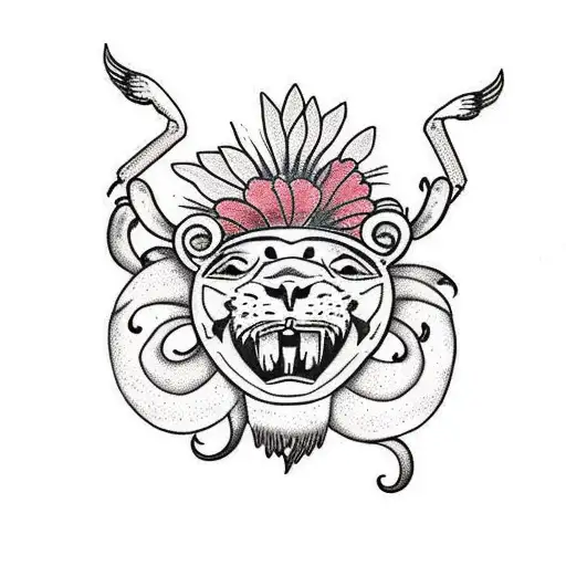 Lion And Crab With Flowers