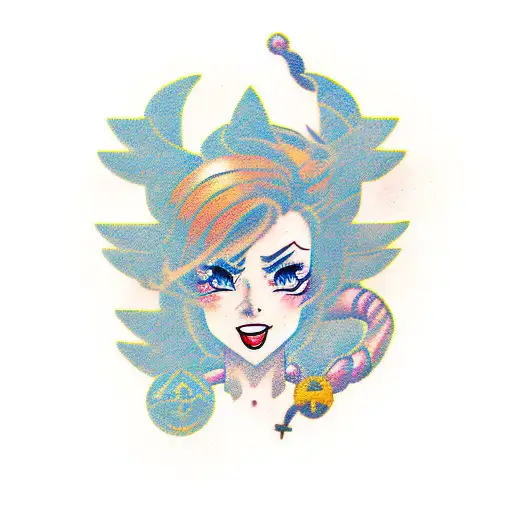 Create A Simplified Portrait Of Vi From League Of Legends In A Traditional Style