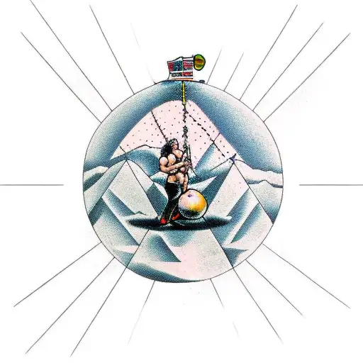 A Mix Between The Atlas And Sisyphus Serving Their Punishment Together On The Same Stone